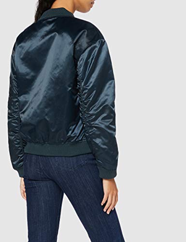 Marca Amazon - find. Chaqueta de Satén Estilo Bómber Mujer, Azul (Teal), 42, Label: L