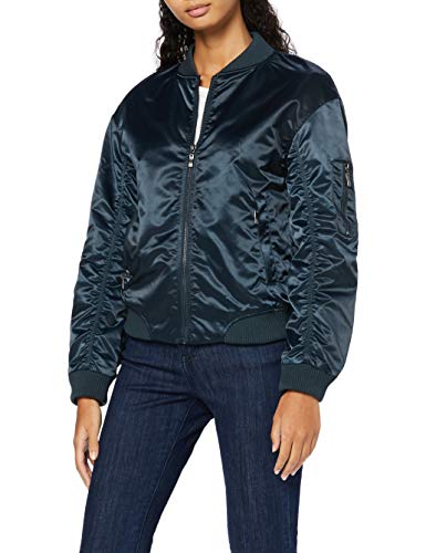 Marca Amazon - find. Chaqueta de Satén Estilo Bómber Mujer, Azul (Teal), 42, Label: L