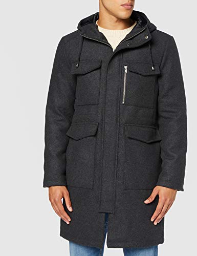 Marca Amazon - find. Chaqueta Utilitaria Hombre, Gris (Char), M, Label: M