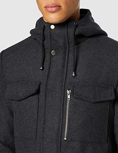 Marca Amazon - find. Chaqueta Utilitaria Hombre, Gris (Char), M, Label: M