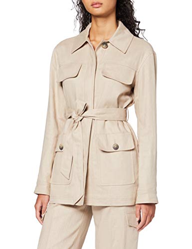 Marca Amazon - find. Chaqueta Utilitaria Mujer, Beige (Natural), 46, Label: XXL