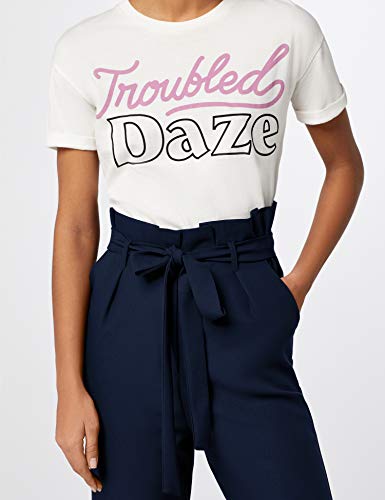 Marca Amazon - find. Check Paperbag Waist, Pantalón de Cuadros con Cintura de Fuelle Mujer, Azul (Navy), 40, Label: M