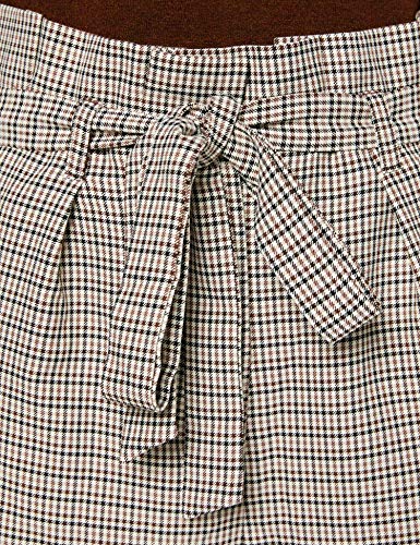Marca Amazon - find. Check Paperbag Waist, Pantalón de Cuadros con Cintura de Fuelle Mujer, Marrón (Brown/Beige Check), 44, Label: XL