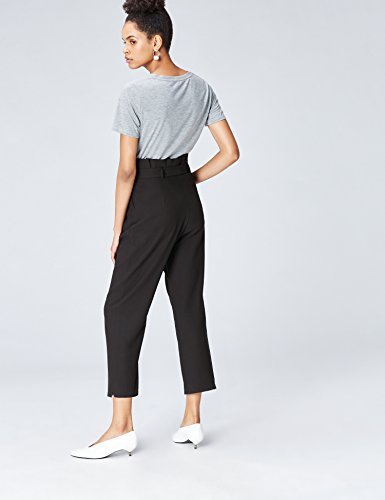 Marca Amazon - find. Check Paperbag Waist, Pantalón de Cuadros con Cintura de Fuelle Mujer, Negro, 44, Label: XL