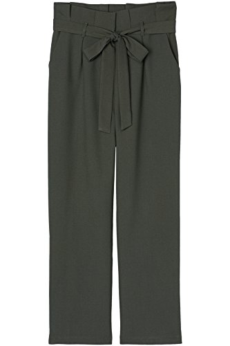 Marca Amazon - find. Check Paperbag Waist, Pantalón de Cuadros con Cintura de Fuelle Mujer, Verde (Khaki), 44, Label: XL