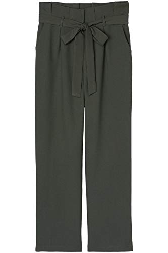 Marca Amazon - find. Check Paperbag Waist, Pantalón de Cuadros con Cintura de Fuelle Mujer, Verde (Khaki), 46, Label: XXL
