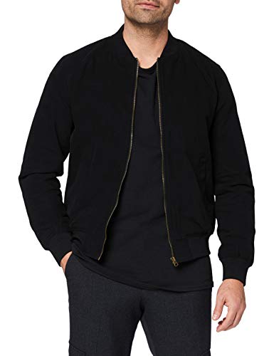 Marca Amazon - find. Cotton Canvas Chaqueta bomber para Hombre, Negro, L, Label: L