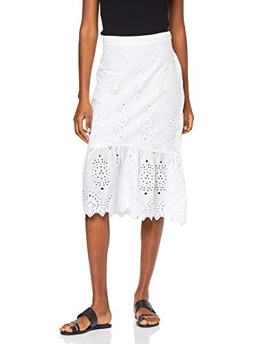 Marca Amazon - find. Falda de Algodón Midi Mujer, Blanco (Bright White), 40, Label: M
