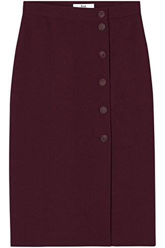 Marca Amazon - find. Falda de Botones para Mujer, Rojo (Wine), 36, Label: XS
