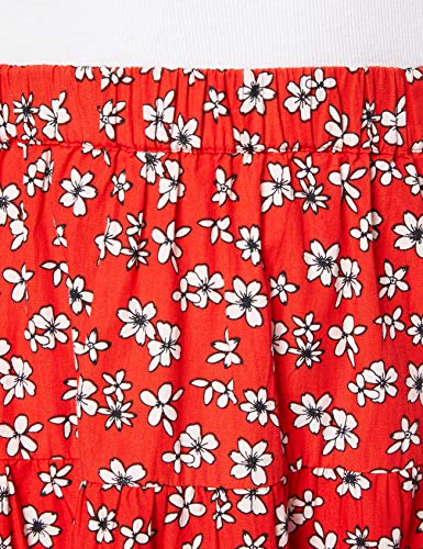 Marca Amazon - find. Falda Vaquera Larga de Flores Mujer, Multicolor (flores rojas)., 38, Label: S