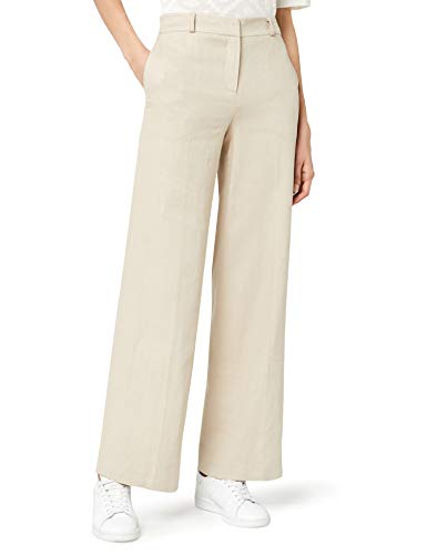 Marca Amazon - find. Pantalón Ancho de Lino Mujer, Beige (Stone), 46, Label: XXL