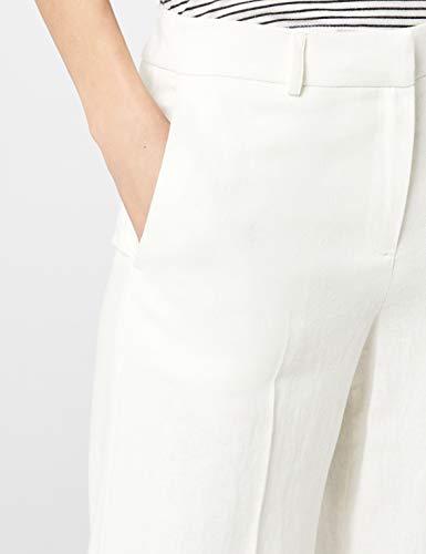 Marca Amazon - find. Pantalón Ancho de Lino Mujer, Blanco (White), 44, Label: XL