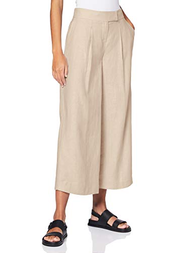 Marca Amazon - find. Pantalón Corto de Lino Mujer, Beige (Natural), 40, Label: M