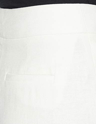 Marca Amazon - find. Pantalón Corto de Lino Mujer, Blanco (White), 40, Label: M