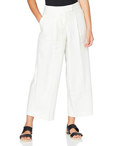 Marca Amazon - find. Pantalón Corto de Lino Mujer, Blanco (White), 40, Label: M