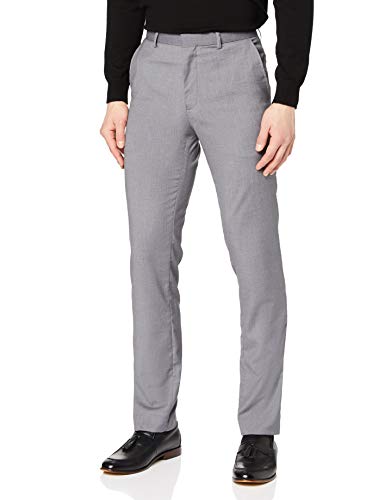 Marca Amazon - find. Pantalón de Traje Ceñido Hombre, gris, 32W / 29L, Label: 32W / 29L
