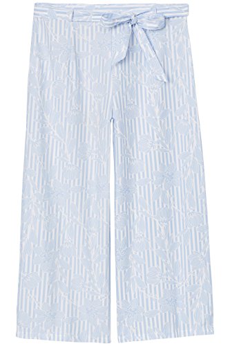 Marca Amazon - find. Pantalón Estampado con Lazada en la Cintura para Mujer, Azul (Blue Stripe), 38, Label: S
