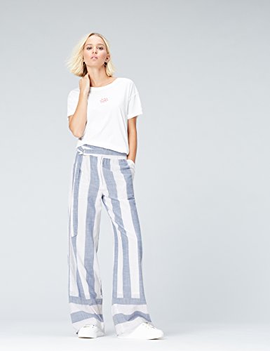 Marca Amazon - find. Pantalones de Rayas para Mujer, Azul (Ecru Blue), 44, Label: XL