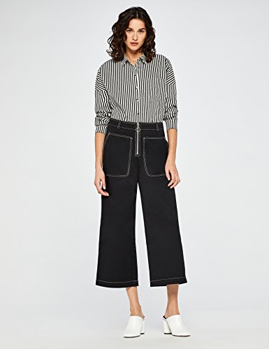 Marca Amazon - find. Pantalones Tobilleros Anchos Mujer, Azul (Navy2), 38, Label: S