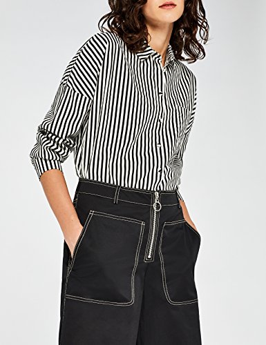 Marca Amazon - find. Pantalones Tobilleros Anchos Mujer, Azul (Navy2), 38, Label: S