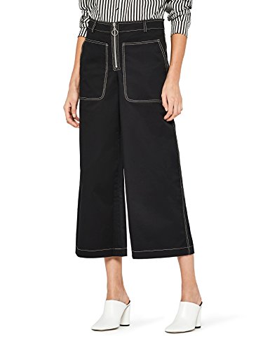 Marca Amazon - find. Pantalones Tobilleros Anchos Mujer, Azul (Navy2), 38, Label: S