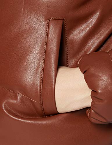 Marca Amazon - find. Pu Puffa Jacket Chaqueta Mujer, Marrón (Brown), 38, Label: S