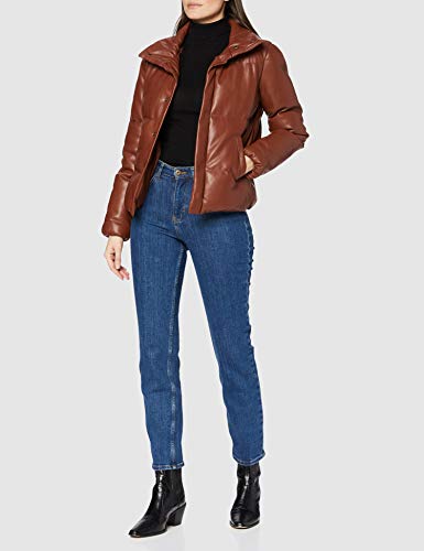 Marca Amazon - find. Pu Puffa Jacket Chaqueta Mujer, Marrón (Brown), 38, Label: S