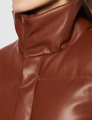Marca Amazon - find. Pu Puffa Jacket Chaqueta Mujer, Marrón (Brown), 38, Label: S