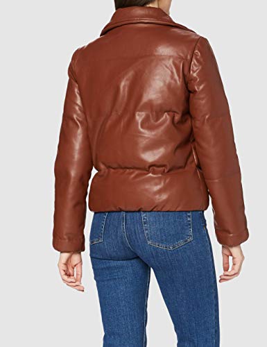 Marca Amazon - find. Pu Puffa Jacket Chaqueta Mujer, Marrón (Brown), 38, Label: S