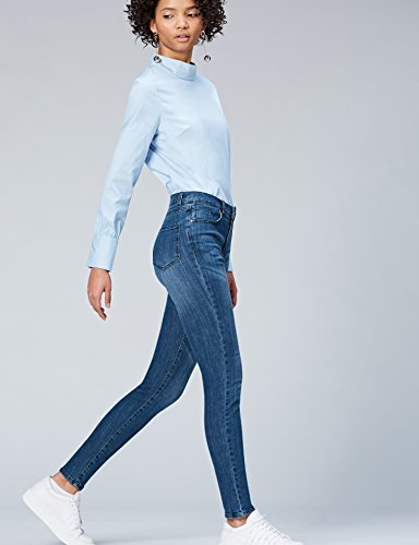 Marca Amazon - find.. Vaqueros Ceñidos de Tiro Alto Mujer, Azul (Mid Wash), 34W / 32L, Label: 34W / 32L