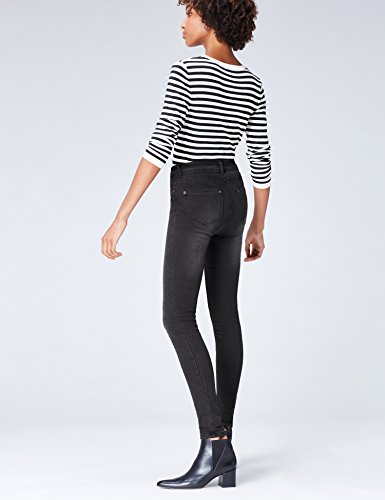 Marca Amazon - find. Vaqueros Ceñidos de Tiro Medio Mujer, Negro (Washed Black), 28W / 32L, Label: 28W / 32L