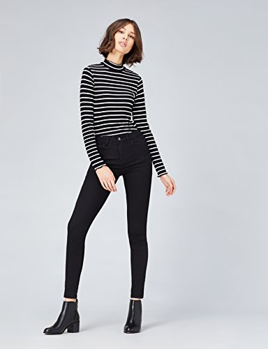 Marca Amazon - find. Vaqueros Súper Ajustados Mujer, Negro (Black), 36W / 32L, Label: 36W / 32L