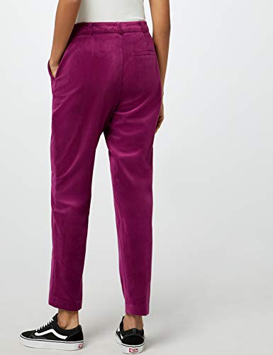 Marca Amazon - find. Velvet Trouser, Pantalones de Traje para Mujer, Rosa (Magenta), 46, Label: XXL