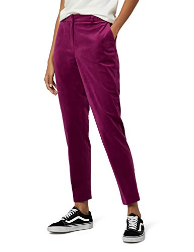 Marca Amazon - find. Velvet Trouser, Pantalones de Traje para Mujer, Rosa (Magenta), 46, Label: XXL