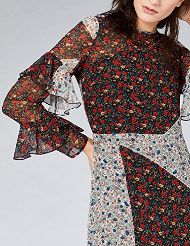 Marca Amazon - find. Vestido Midi de Gasa Mujer, Multicolor (Multi), 40, Label: M
