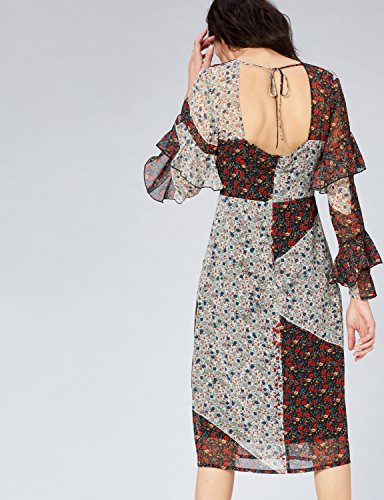 Marca Amazon - find. Vestido Midi de Gasa Mujer, Multicolor (Multi), 40, Label: M