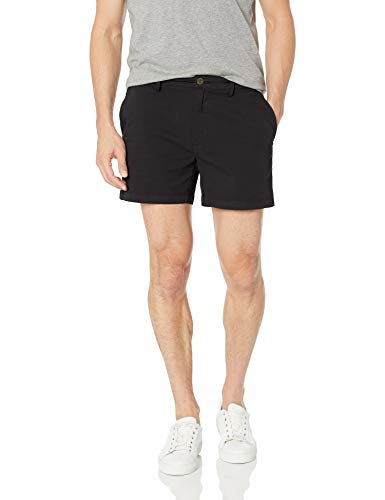 Marca Amazon – Goodthreads – Pantalones cortos chinos, cómodos y elásticos sin pinzas en la parte delantera con tiro de 13 cm para hombre, Negro (Black), W32