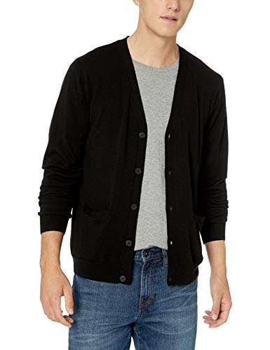 Marca Amazon - Goodthreads - Rebeca de lana merino para hombre, Negro (black), US S (EU S)