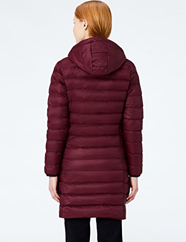 Marca Amazon - MERAKI Anorak Largo Mujer con Capucha, Rojo (Burgundy), 36, Label: XS