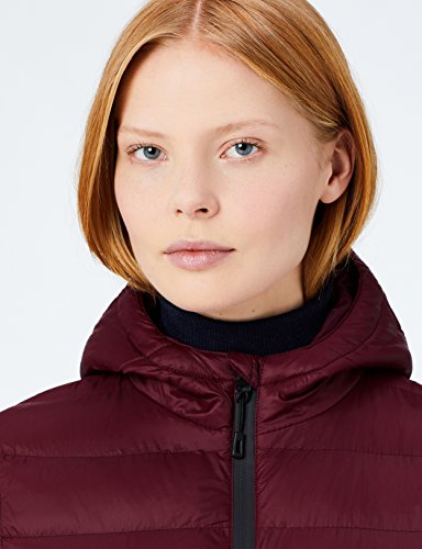 Marca Amazon - MERAKI Anorak Largo Mujer con Capucha, Rojo (Burgundy), 36, Label: XS