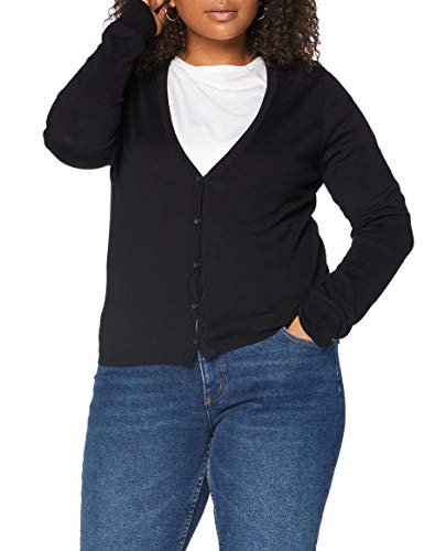 Marca Amazon - MERAKI Chaqueta de Algodón Mujer Cuello Pico, Negro (Black), 38, Label: S