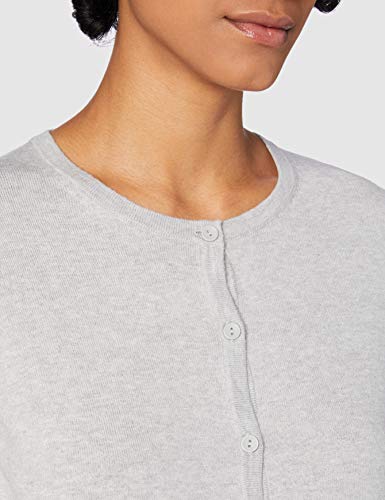 Marca Amazon - MERAKI Chaqueta de Algodón Mujer Cuello Redondo, Gris (Light Grey), 38, Label: S