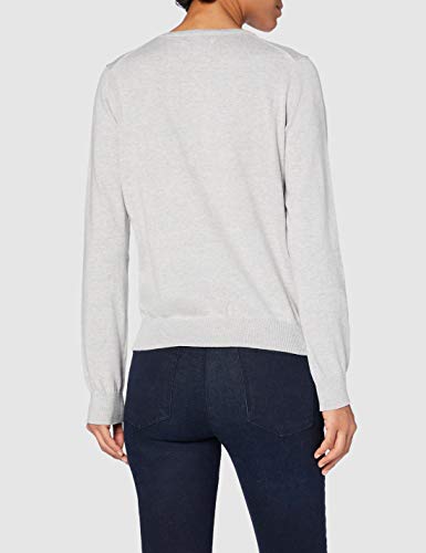 Marca Amazon - MERAKI Chaqueta de Algodón Mujer Cuello Redondo, Gris (Light Grey), 38, Label: S