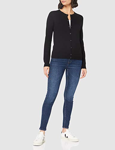 Marca Amazon - MERAKI Chaqueta de Algodón Mujer Cuello Redondo, Negro (Black), 40, Label: M