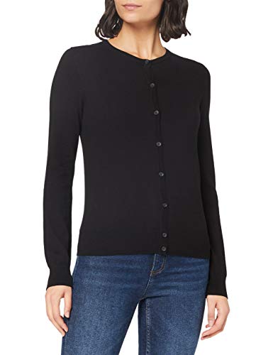 Marca Amazon - MERAKI Chaqueta de Algodón Mujer Cuello Redondo, Negro (Black), 40, Label: M