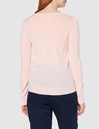 Marca Amazon - MERAKI Chaqueta de Merino Mujer Cuello Pico, Rosa (Pale Pink), 40, Label: M
