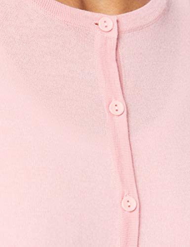 Marca Amazon - MERAKI Chaqueta de Merino Mujer Cuello Redondo, Rosa (Pale Pink), 36, Label: XS