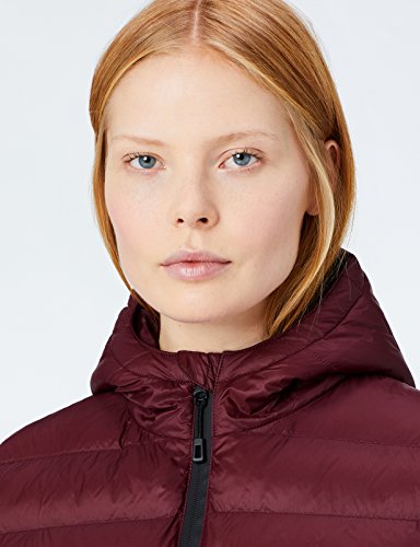 Marca Amazon - MERAKI Chaqueta de Plumas con Capucha Mujer, Rojo (Burgundy), 40, Label: M