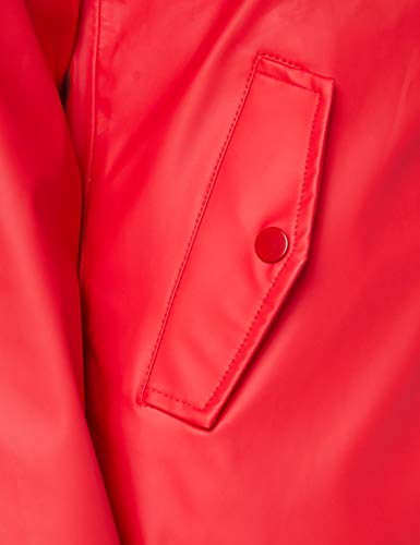 Marca Amazon - MERAKI Chubasquero Mujer con Capucha, Rojo (Red), 36, Label: XS