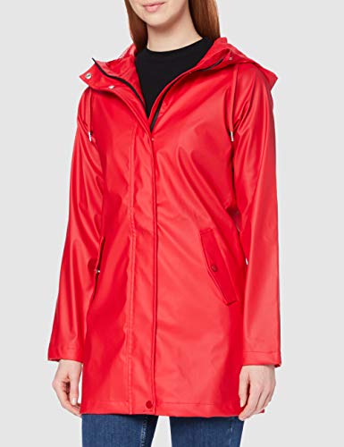 Marca Amazon - MERAKI Chubasquero Mujer con Capucha, Rojo (Red), 36, Label: XS